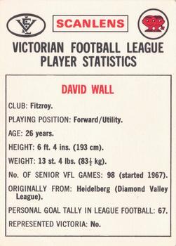 1974 Scanlens VFL #77 David Wall Back